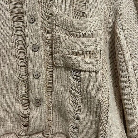 Free People Spring Summer Unique Linen Cotton Distressed Cardigan  Size S - Picture 5 of 7